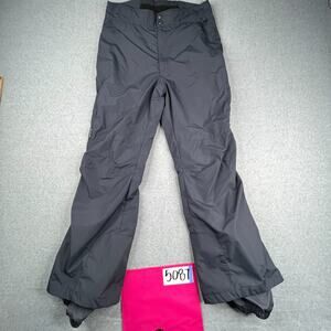 Columbia Snow Pants Womens Large Navy Gray Nylon Snap Snowboard Pockets